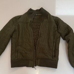 Prana Olive Green Quilted Puffer Jacket